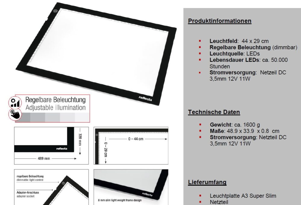 Leuchtplatte LED A3  (49x34cm) NEU (RE8810319) – Bild 2