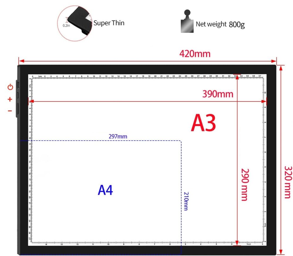 Dia- Leuchtpult LED-Sortierpult A3 30x40cm