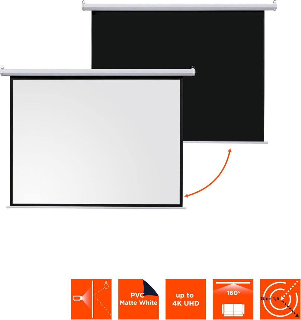 Dia-Leinwand 200x200cm für Wand- & Deckenmontage mit Motor & Fernbedienung Gain 1.5 – Bild 4